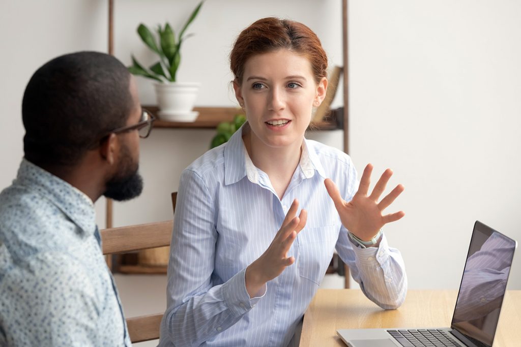 Early-career professionals in collaborative discussion